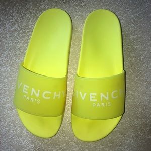 neon green givenchy slides